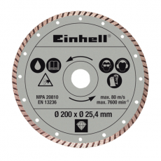 Круг отрезной 200x25.4x1.6 мм, алмазный, по плитке, Einhell