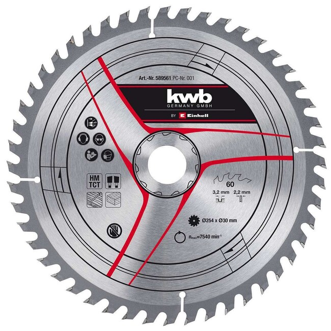 Пильный диск 250x30x1,8 мм, 42 зуба, по дереву, KWB