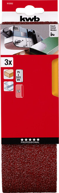 Шлифлента 75x533 мм, K60, 3 шт, KWB